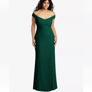 Dessy Collection Off The Shoulder Criss Cross Back Trumpet Gown